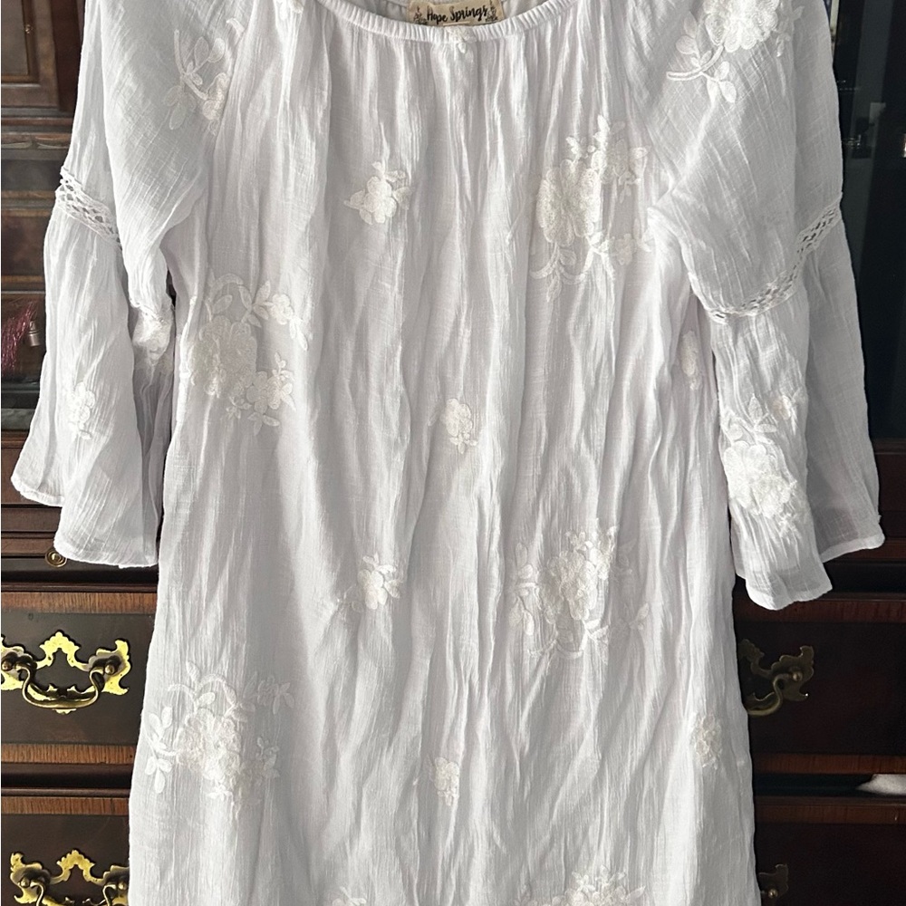White Embroidered Women's Top